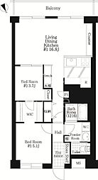 秀和恵比寿レジデンス 2LDKの間取図画像