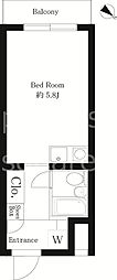 プリンセスライン幡ヶ谷 ワンルームの間取図画像