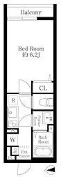 プリンセスライン綾瀬 1Kの間取図画像