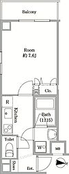 J-STAGE西大島 1Kの間取図画像