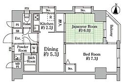 白山エクセルハイム 2DKの間取図画像