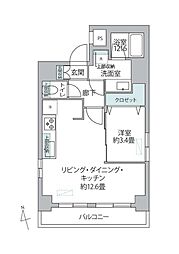 スカイコート銀座東2 1DKの間取図画像