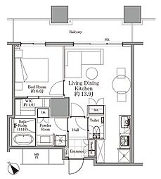 ザ・パークハウス西新宿タワー60 1LDKの間取図画像