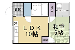 コーポ中村 1LDKの間取図画像