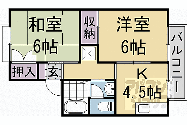 京都府京都市伏見区桃山町養斎(賃貸アパート2K・1階・36.00㎡)の写真 その2