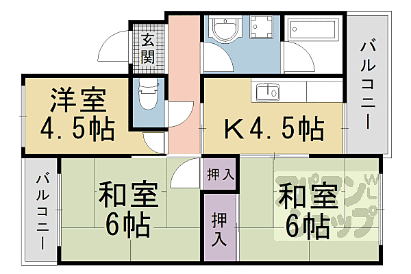 滋賀県大津市柳川一丁目(賃貸マンション3DK・2階・51.84㎡)の写真 その2