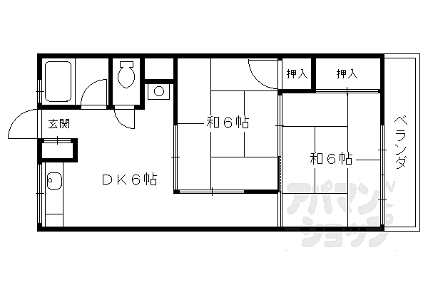 京都府京都市伏見区竹田浄菩堤院町(賃貸マンション2DK・2階・41.00㎡)の写真 その2