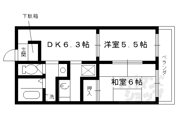 京都府京都市下京区福本町(賃貸マンション2DK・3階・42.21㎡)の写真 その2