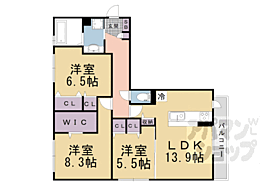 滋賀県大津市滋賀里4丁目（賃貸アパート3LDK・3階・80.70㎡） その2