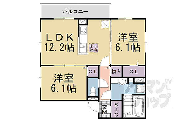 レジェーロ 101｜京都府京都市山科区西野山百々町(賃貸アパート2LDK・1階・57.98㎡)の写真 その2