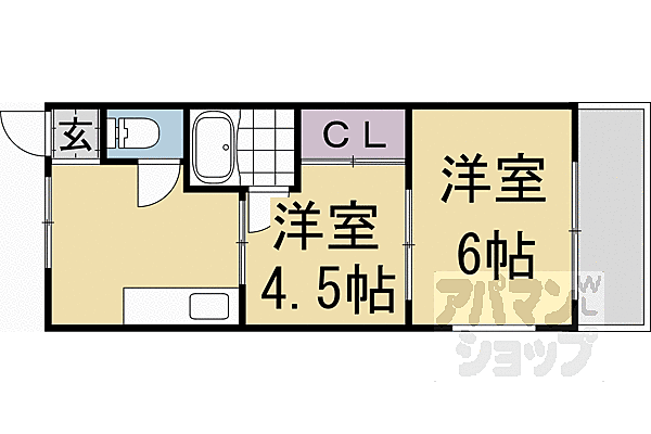 京都府京都市南区吉祥院前河原町(賃貸マンション2K・3階・29.00㎡)の写真 その2