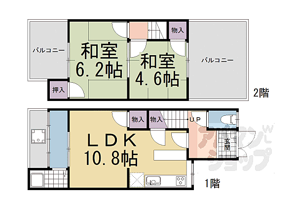 西野大鳥井町貸家 xx｜京都府京都市山科区西野大鳥井町(賃貸一戸建2LDK・--・46.71㎡)の写真 その2