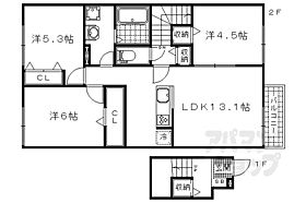 滋賀県大津市桜野町1丁目字細田（賃貸アパート3LDK・2階・70.40㎡） その2