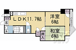 京阪本線 清水五条駅 徒歩8分の賃貸マンション 5階2LDKの間取り