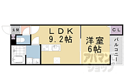 プラムコート椥辻 1LDKの間取図画像