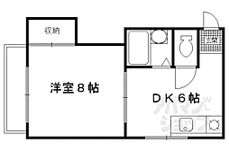 京阪本線 丹波橋駅 徒歩7分の賃貸マンション 2階1DKの間取り