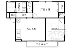 京阪宇治線 六地蔵駅 徒歩16分の賃貸アパート 1階2DKの間取り