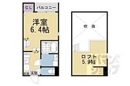 京都地下鉄東西線 石田駅 徒歩8分の賃貸アパート 1階1Kの間取り