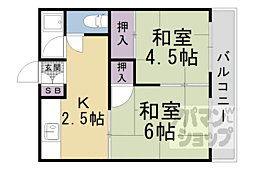原田ニューハイツ 2Kの間取図画像