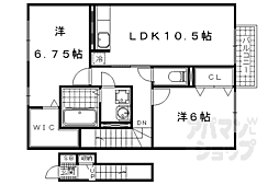 JR湖西線 堅田駅 徒歩22分の賃貸アパート 2階2LDKの間取り