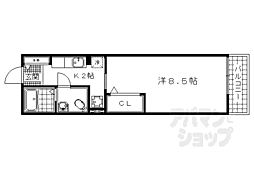 JR湖西線 唐崎駅 徒歩3分の賃貸マンション 3階1Kの間取り