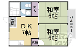 プレジールイソダ 2DKの間取図画像