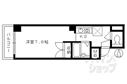 京都地下鉄東西線 京都市役所前駅 徒歩4分の賃貸マンション 5階1Kの間取り