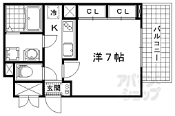 ディアコート洛東 1Kの間取図画像
