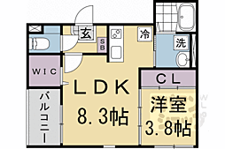 ハーモニーテラス勧修寺平田町2 1LDKの間取図画像