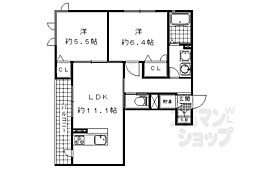 シンフォニー 2LDKの間取図画像