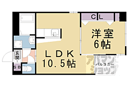 サンクラージュ山科三条 1LDKの間取図画像