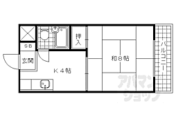 西浦マンション 1Kの間取図画像