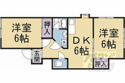 中井荘 2DKの間取図画像