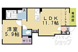 京都市山科区椥辻封シ川町マンション 1LDKの間取図画像
