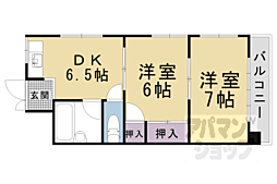 長谷川マンション 2DKの間取図画像