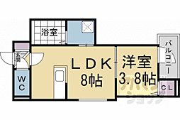 LIX京都桂川 1LDKの間取図画像