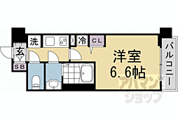 プラシード京都 1Kの間取図画像