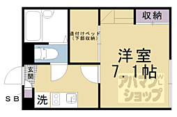 レオパレス瀬田川 1Kの間取図画像