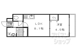 サクシード丹波橋 1LDKの間取図画像
