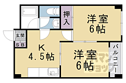メゾン竹生 2DKの間取図画像