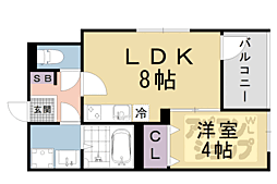 京都市山科区栗栖野打越町アパート 1LDKの間取図画像