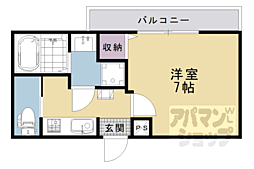 京都市山科区勧修寺東出町マンション 1Kの間取図画像