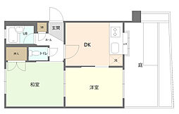 日神パレスゼームス坂 2DKの間取り