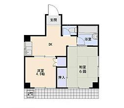 西武池袋線 桜台駅 徒歩3分の賃貸マンション 4階2DKの間取り