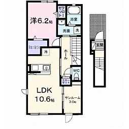 メゾンヒカリ 1LDKの間取図画像