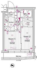 西武有楽町線 練馬駅 徒歩7分の賃貸マンション 4階2Kの間取り