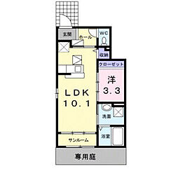 東武東上線 成増駅 バス15分 越後山下車 徒歩6分の賃貸アパート 1階1LDKの間取り