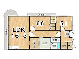 姫路甲丘アーバンコンフォート 2LDKの間取図画像