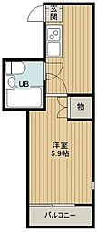 サウスタウン 1Kの間取図画像