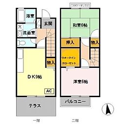 エーデルハイムスズキ 1階2DKの間取り